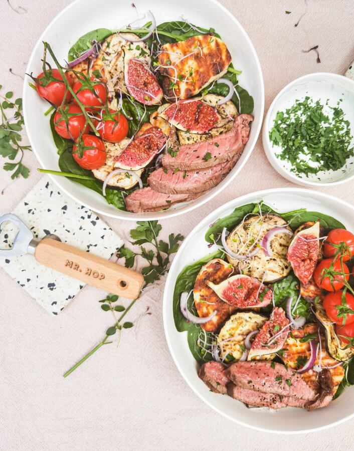 salade_halloumi_vijgen_steak_kamado